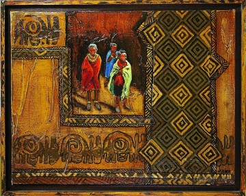 Afriqueine garçons poudre d’or Peinture à l'huile